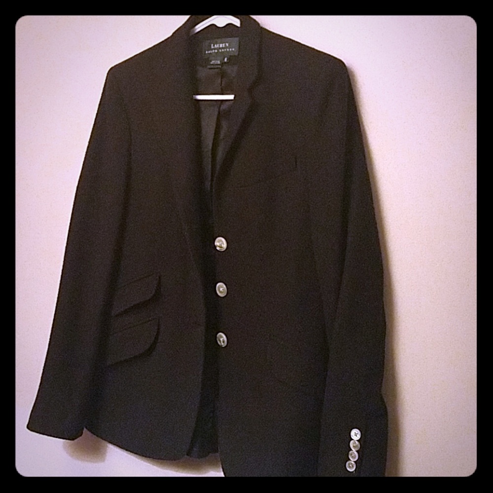 Vintage Ralph Lauren navy blue tweed blazer